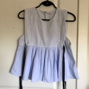 Zara striped blouse with black ribbon on side, like new